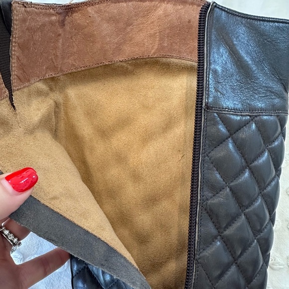 Corso Como Santona Quilted Leather Riding  Boots in Brown - Picture 9 of 12